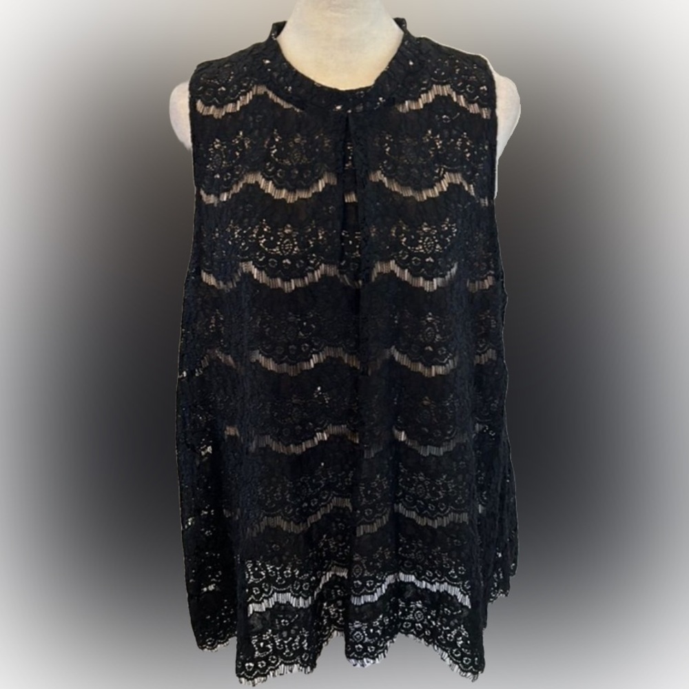 🌺Love Fire Black Lace Sleeveless Blouse /Size 2x🌸🌺